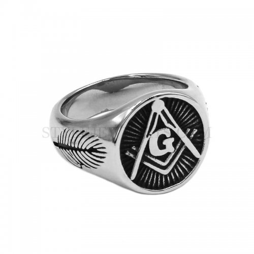 Classic Masonic Ring Feather Ring Stainless Steel Freemasonry Masonic Biker Ring Wholesale SWR0998