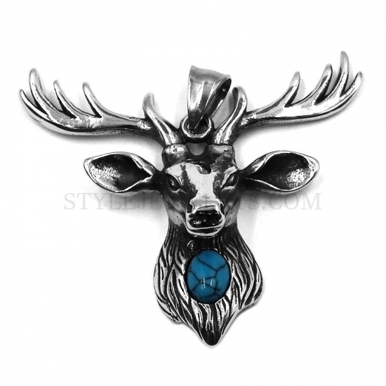 Reindeer Pendant Stainless Steel Jewelry Animal Pendant Biker Pendant Wholesale SWP0485 - Click Image to Close