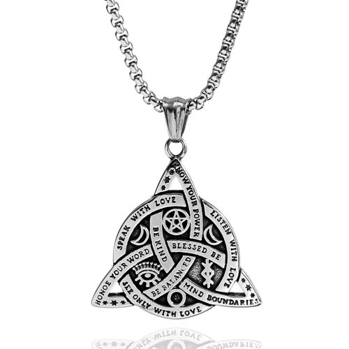 Pentagram Moon Pendant Stainless Steel Pendant Claddagh Style Celtic Knot Pendant Biker Pendant SWP0674