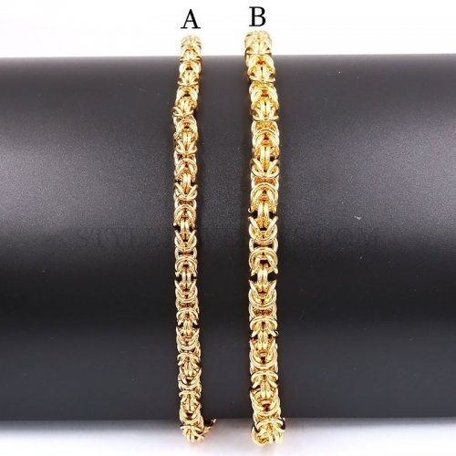 Stainless Steel Jewelry Chain Gold Byzantine Link Chain Necklace Ch360307