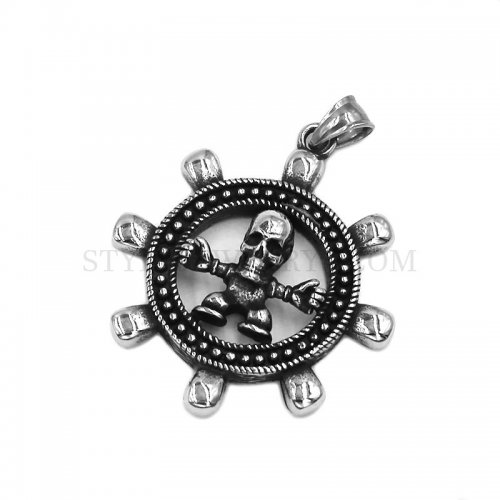 Wholesale Rudder Skull Pendant Stainless Steel Biker Skull Pendant SWP0537