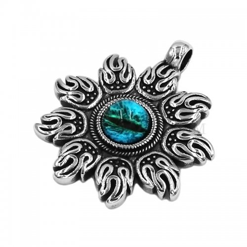 Vintage Gothic Fire with Evil Eye Pendant Stainless Steel Jewelry Fire Evil Eye Pendant Biker Pendant SWP0486