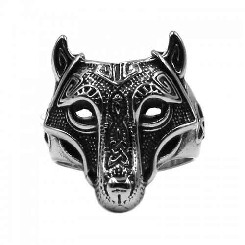 Norse Vikings Wolf Ring Stainless Steel Jewelry Fashion Celtic Knot Ring Odin Symbol Amulet Biker Men Ring Wholesale SWR0792