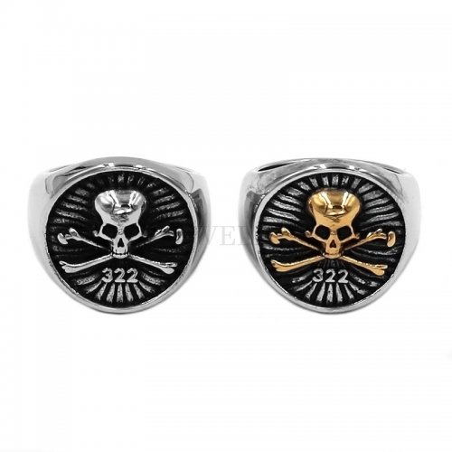 Skull and Bones Vintage Gothic Skull Ring Stainless Steel Jewelry Biker Skull Ring SWR0872