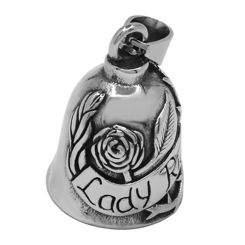 Rose Flower Bell Pendant Necklace Stainless Steel Jewelry Biker Bell Pendant SWP0689