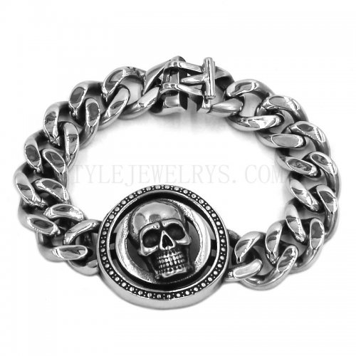 Gothic Biker Skull Bracelet Stainless Steel Fashion Skull Bracelet Men Bracelet SJB0350