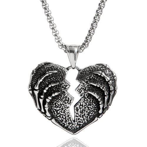 A split heart Pendant Stainless Steel Pendant Skull Hand Pendant Biker Pendant SWP0678