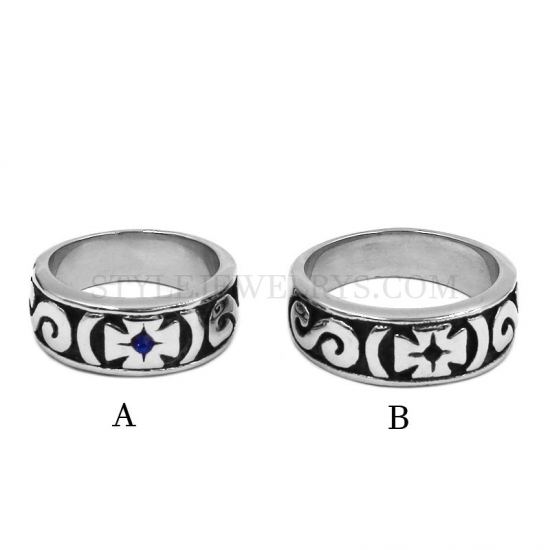 Wholesale Celtic Knot Four Leaf Flower Ring with Blue Stone Stainless Steel Jewelry Claddagh Style Wedding Women Ring SWR0943 - Click Image to Close