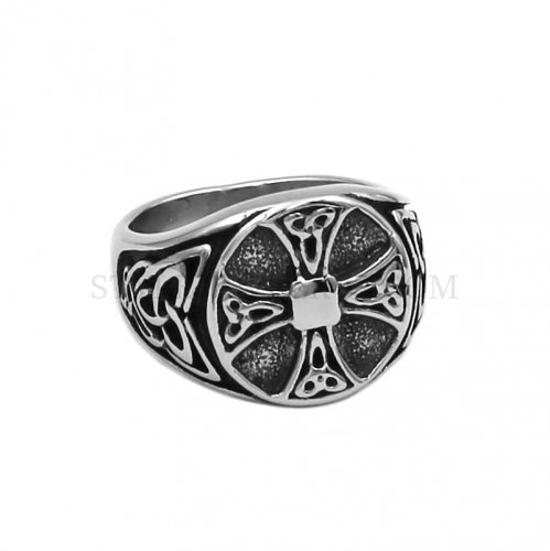 Celtic Knot Cross Ring Stainless Steel Jewelry Nordic Rune Odin Symbol Amulet Biker Ring Wholesale SWR0853