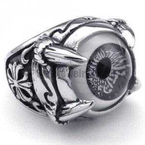 Stainless Steel Gothic Dragon Claw Black Evil Eye Biker Men Ring SWR0090