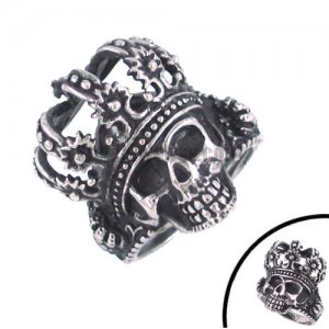 Stainless Steel Jewelry Ring A crowned Skull Ring SWR0105