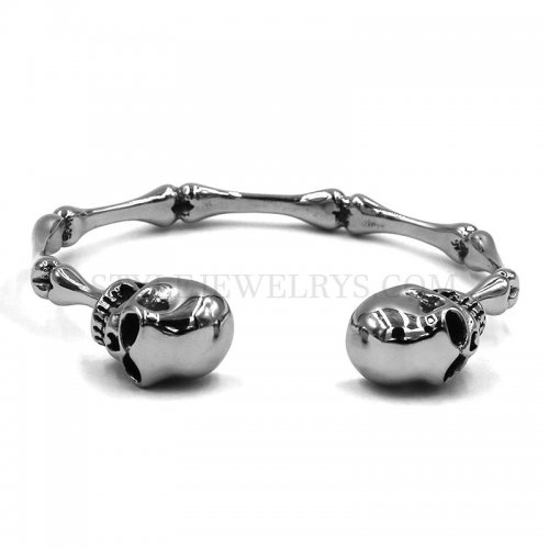 Vintage Gothic Skull Cuff Bracelet Stainless Steel Bone Skull Bangle Biker Skull Bangle SJB0362