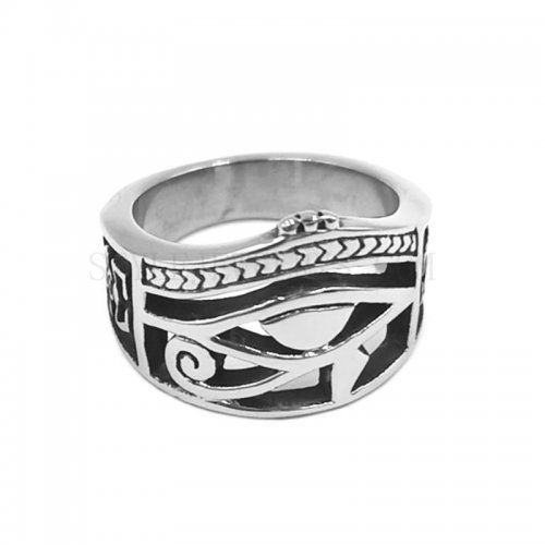 Egyptian Eye of Horus Ra Udjat Amulet Ring Stainless Steel Ring Egypt Pharaoh Eyes Biker Ring Wholesale SWR0828