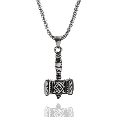 Norse Viking Thor Hammer Pendant Necklace Stainless Steel Pendant Biker Men Pendant SWP0663