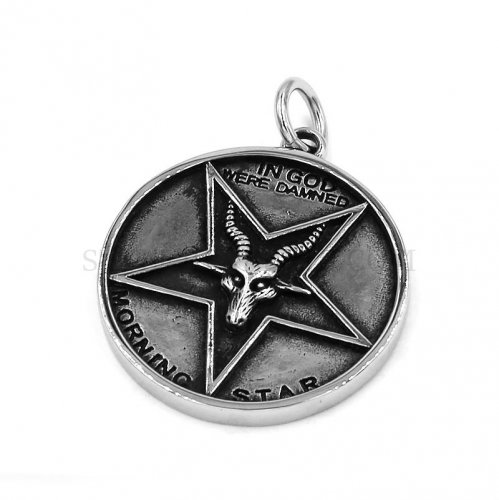 Pentagram Satan Ram Goat Head Pendant Stainless Steel Jewelry Vintage Cross Jesus Animal Biker Men Pendant Wholesale SWP0491