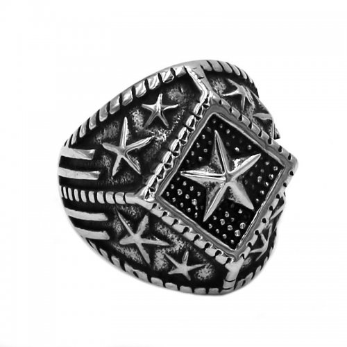 Five-Pointed Star Ring Stainless Steel Fashion Ring Biker Ring SWR0782