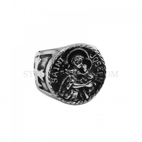 Stainless Steel Jewelry Carved Word Ring Cross Jewery Ring Fashion Jewelry Ring SWR0975