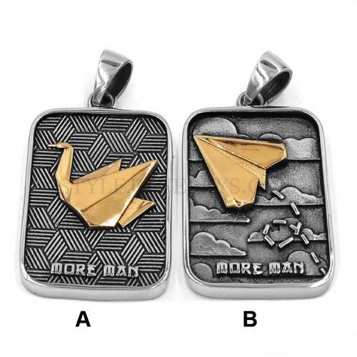 Childhood Paper Crane Pendant 316L Stainless Steel Jewelry Paper Plane Pendant Ladies More Man Biker Pendant Necklace Wholesale SWP0482