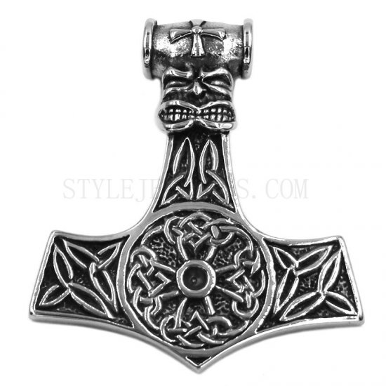 Celtic Knot Thor Skull Pendant Cross Skull Pendant Stainless Steel ...