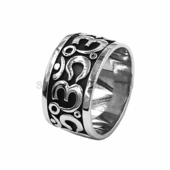 Om Symbol, Buddhism, Zen Art Ring Stainless Steel Jewelry India Om Yoga Motor Biker Men Women Ring Ring SWR1011 - Click Image to Close