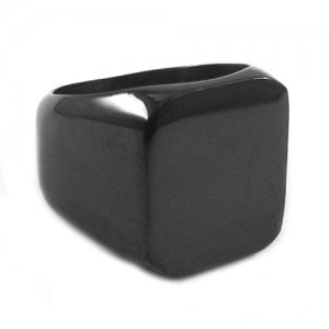 Stainless Steel Black Band Biker Men Signet Ring SWR0079B