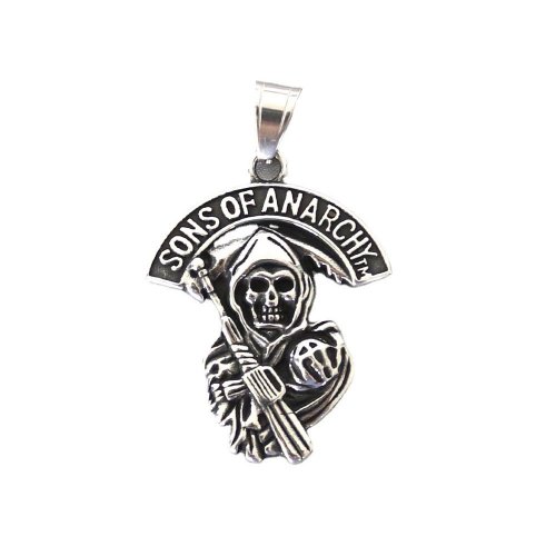 Stainless Steel Gothic Skull Pendant Carved Word Mes's Pendant SWP0244