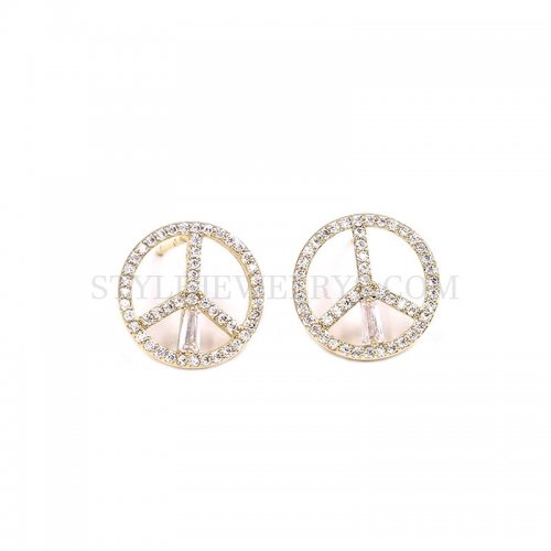 Fashion Peace Earrings For Women Exquisite S925 Sterling Silver Jewelry Peace Sign Zirconia Earrings Studs Gilrs Gift SJE370212