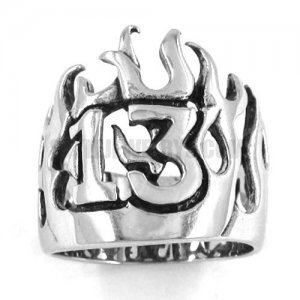 Stainless steel ring carved word 13 ring SWR0149