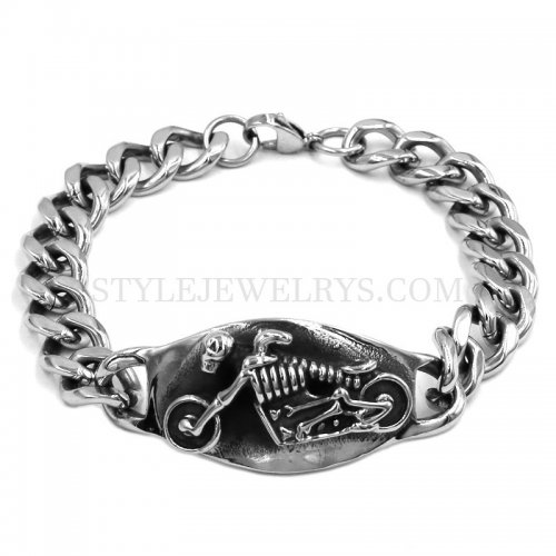 Wholesale Grim Reaper Skull Ride Motorcycle Biker Bracelet Stainless Steel Jewelry Motor Biker Skull Mens Bracelet SJB0353