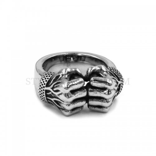 Stainless Steel Jewelry Ring Clenched His Fists Symbol of Strength Fashion Jewelry SWR0974