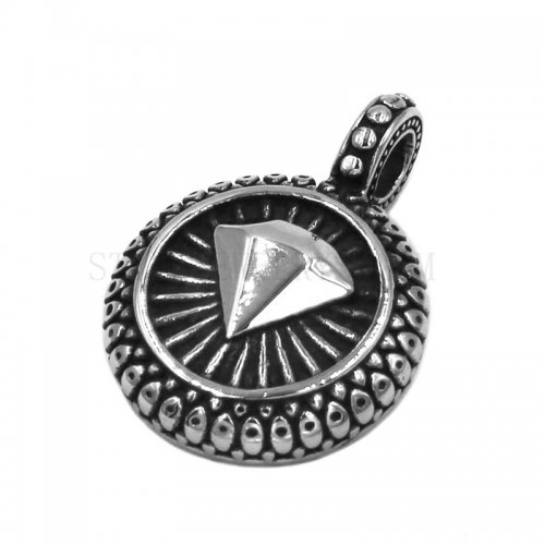 Stainless Steel Silver Carved Diamond Pendant Silver Wedding Pendant Biker Pendant SWP0469