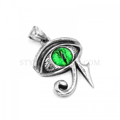 Green Egyptian Eye of Horus Ra Udjat Amulet Pendant Stainless Steel Pendant Egypt Pharaoh Eyes Biker Pendant Wholesale SWP0549