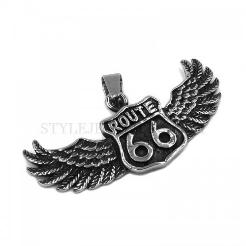 Double Wings Pendant Route 66 Pendant Stainless Steel Jewelry Pendant Biker Pendant Wholesale SWP0512