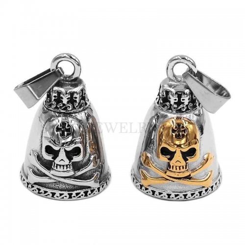 Cross Skull Biker Bell Pendant Stainless Steel Heavy Silver Gold Skull Bones Men Pendant Wholesale SWP0509