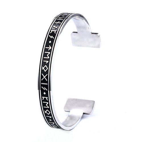 Norse Viking Cuff Bracelet Stainless Steel Bangle Nordic Rune Amulet Biker Men Bangle SJB0394