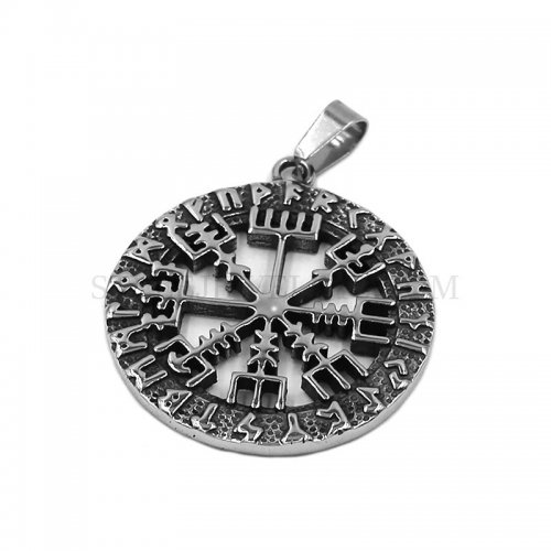 Rune Circle Pendant Aegishjalmur Helmet Horror Collier Norse Viking Rune Necklace Wholesale SWP0498