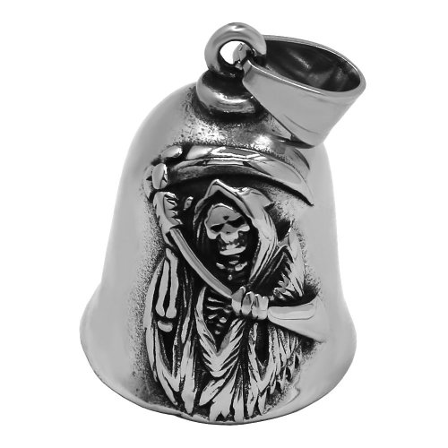 Vintage Gothic Grim Reaper Bell Pendant Stainless Steel Jewelry Biker Skull Bell Pendant SWP0694