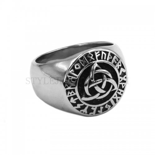 Charm Norse Viking Rune Ring Stainless Steel Jewelry Classic Viking Celtic Knot Engagement Wedding Biker Ring for Men SWR0996