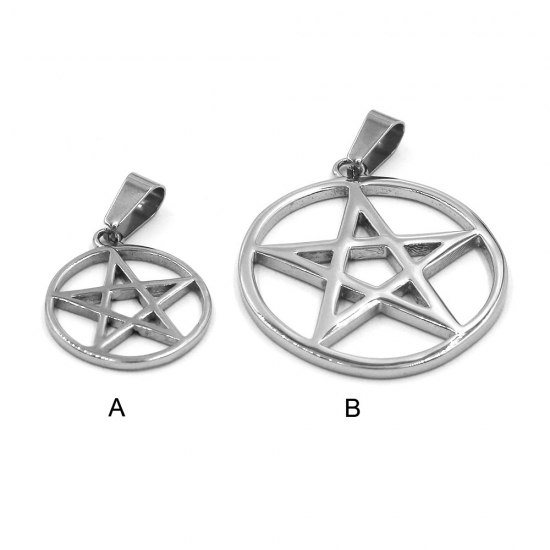 Classic Pentagram Shield Pendant Necklace Stainless Steel Charm Jewelry Fashion Star Biker Men Pendant SWP0649 - Click Image to Close