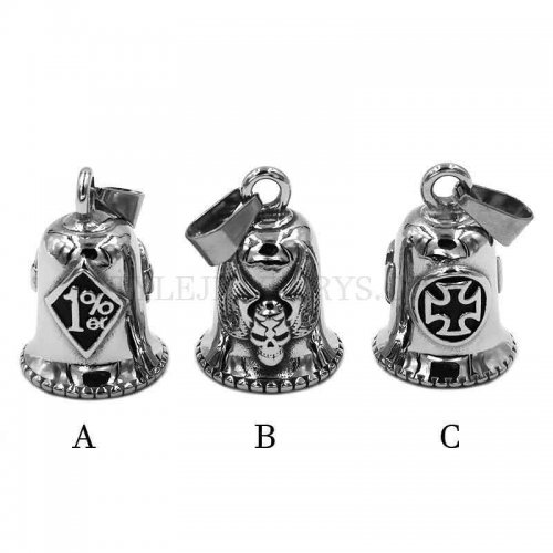 One Percent 1% ER Skull Biker Bell Pendant Gothic Stainless Steel Wings Skull Army Cross Pendant SWP0506