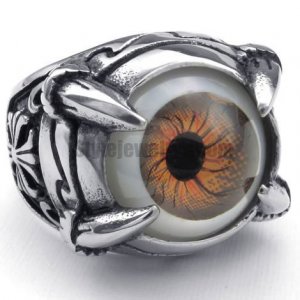 Stainless Steel Gothic Dragon Claw Brown Evil Eye Biker Men Ring SWR0091