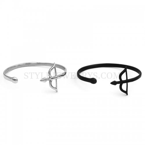 Cupid's Arrow Cuff Bracelet Stainless Steel Jewelry Silver Black Bangle SJB0355