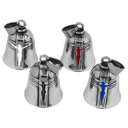 Fashion Jesus Cross Bell Pendant Necklace Stainless Steel Black White Blue Red Charm Biker Bell Men Christmas Gift SWP0655