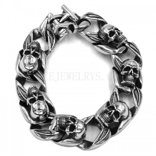 Gothic Skull Biker Braelet Stainless Steel Men Bracelet SJB0351