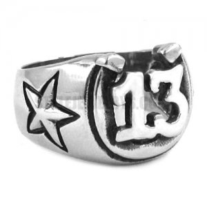 Stainless Steel Star Carved Word Ring SWR0269