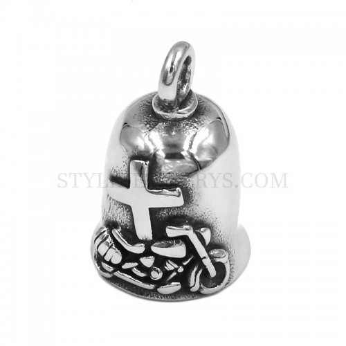 Punk Motorbike Cross Bell Pendant Stainless Steel Jewelry Motorcycle Biker Bell Pendant SWP0603